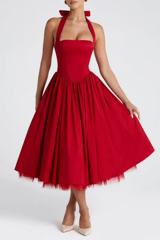 A-line Midi Satin Formal Evening Dresses 848413339701 sold by Cocomelody