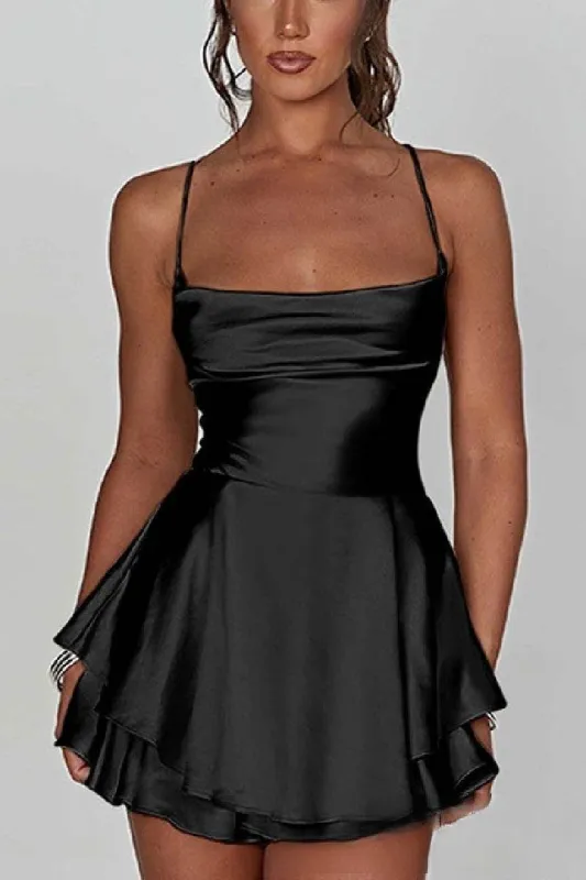 Short Mini Spaghetti Spandex Satin Cocktail Guest Dresses 911969027491 sold by Cocomelody