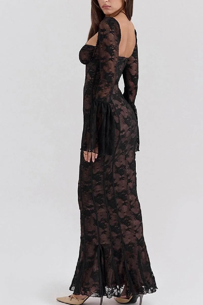 Sheath Column Maxi Lace Formal Evening Dresses 837990022170 sold by Cocomelody product image thumbnail 2