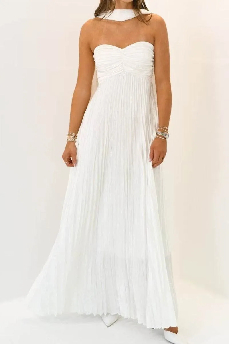 A-line Maxi Pleated Spandex Satin Formal Evening Dresses 937501662612 sold by Cocomelody product image thumbnail 3