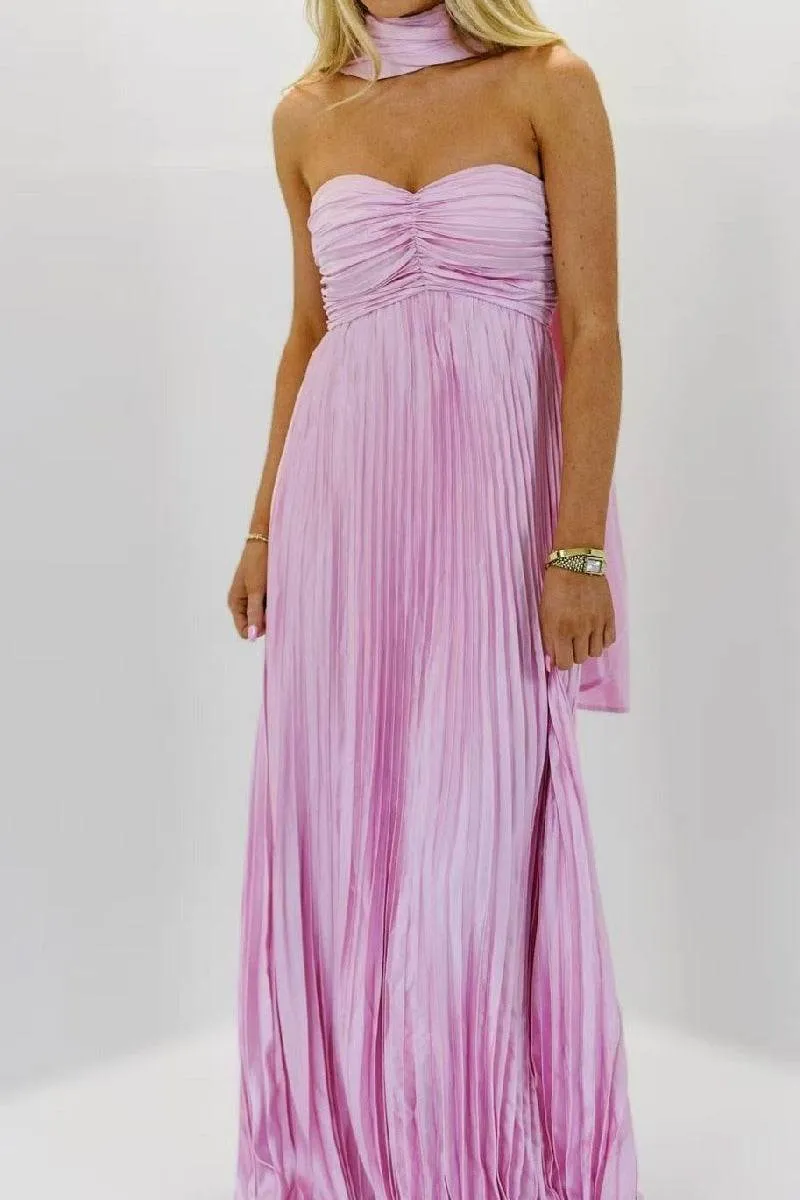 A-line Maxi Pleated Spandex Satin Formal Evening Dresses 937501662612 sold by Cocomelody product image thumbnail 4