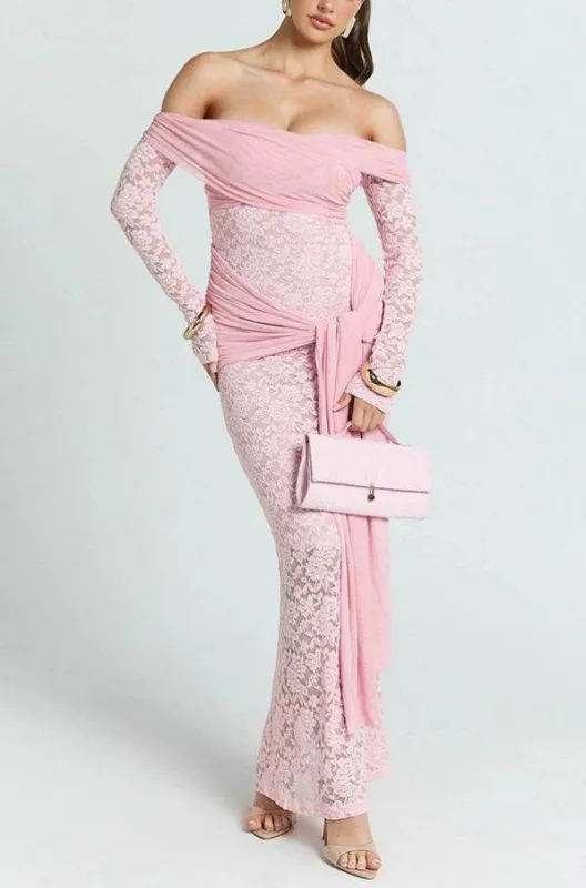 Sheath Maxi Lace Semi Formal Wedding Guest Dresses 984190843772 sold by Cocomelody