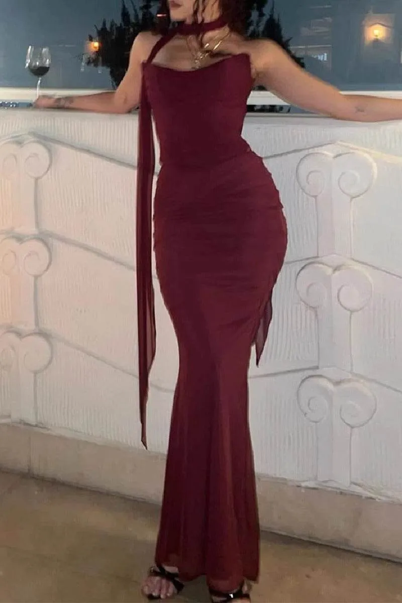 Mermaid Maxi Tulle Semi Formal Wedding guest dresses 842189689837 sold by Cocomelody product image thumbnail 5