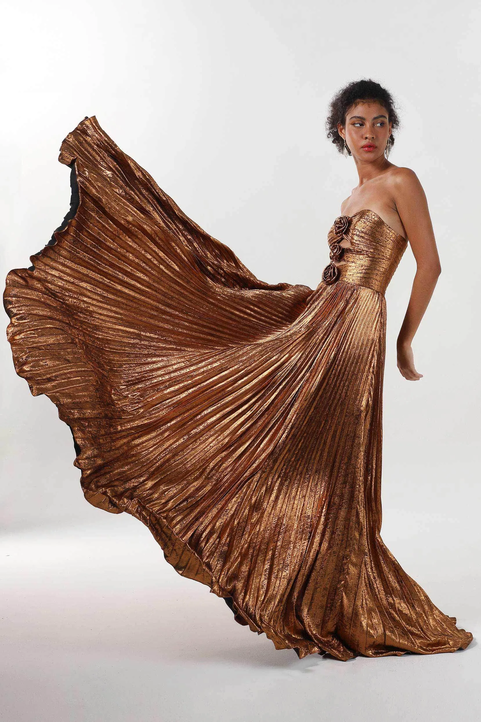 A-Line Maxi Metallic Formal Dress CS0656CR sold by Cocomelody product image thumbnail 3