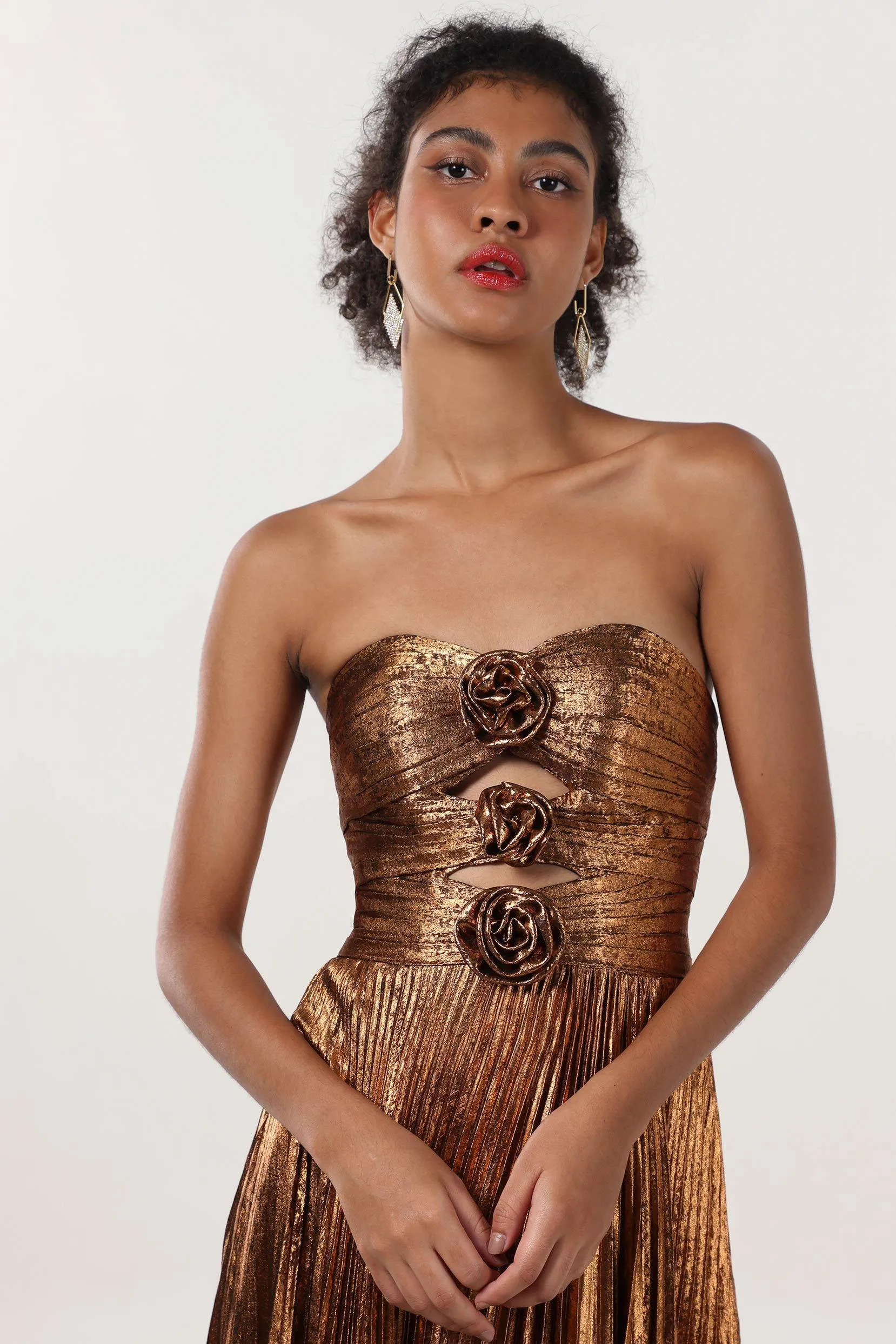 A-Line Maxi Metallic Formal Dress CS0656CR sold by Cocomelody product image thumbnail 4