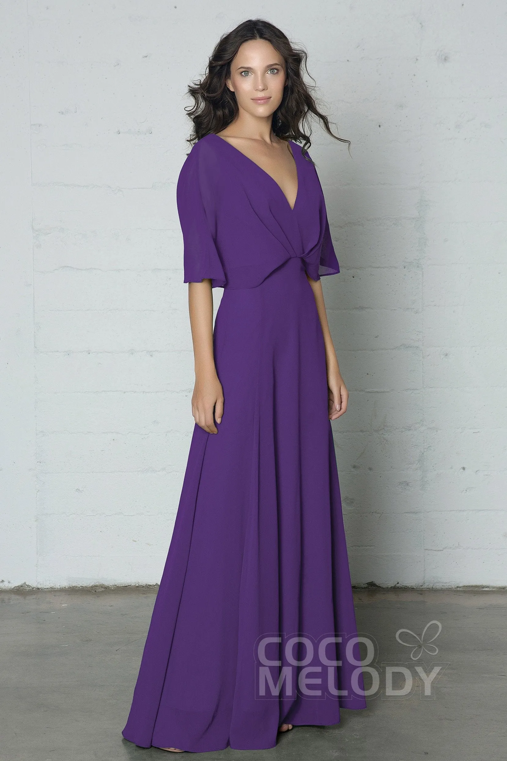 Sheath-Column Floor Length Chiffon Dress PR17024 sold by Cocomelody product image thumbnail 3