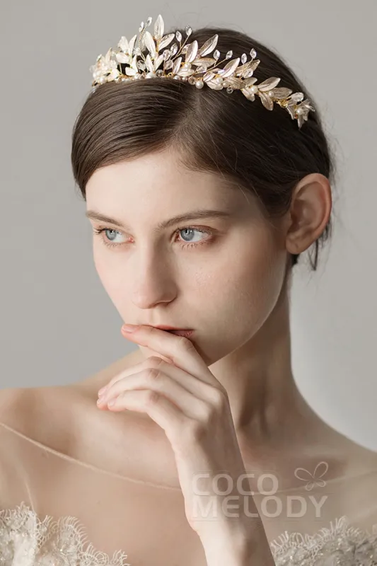 Alloy Tiaras with Imitation Pearl and Crystals CH0217 sold by Cocomelody
