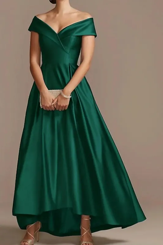 High Low Ankle Length Satin Mother Dress CM0078CR sold by Cocomelody