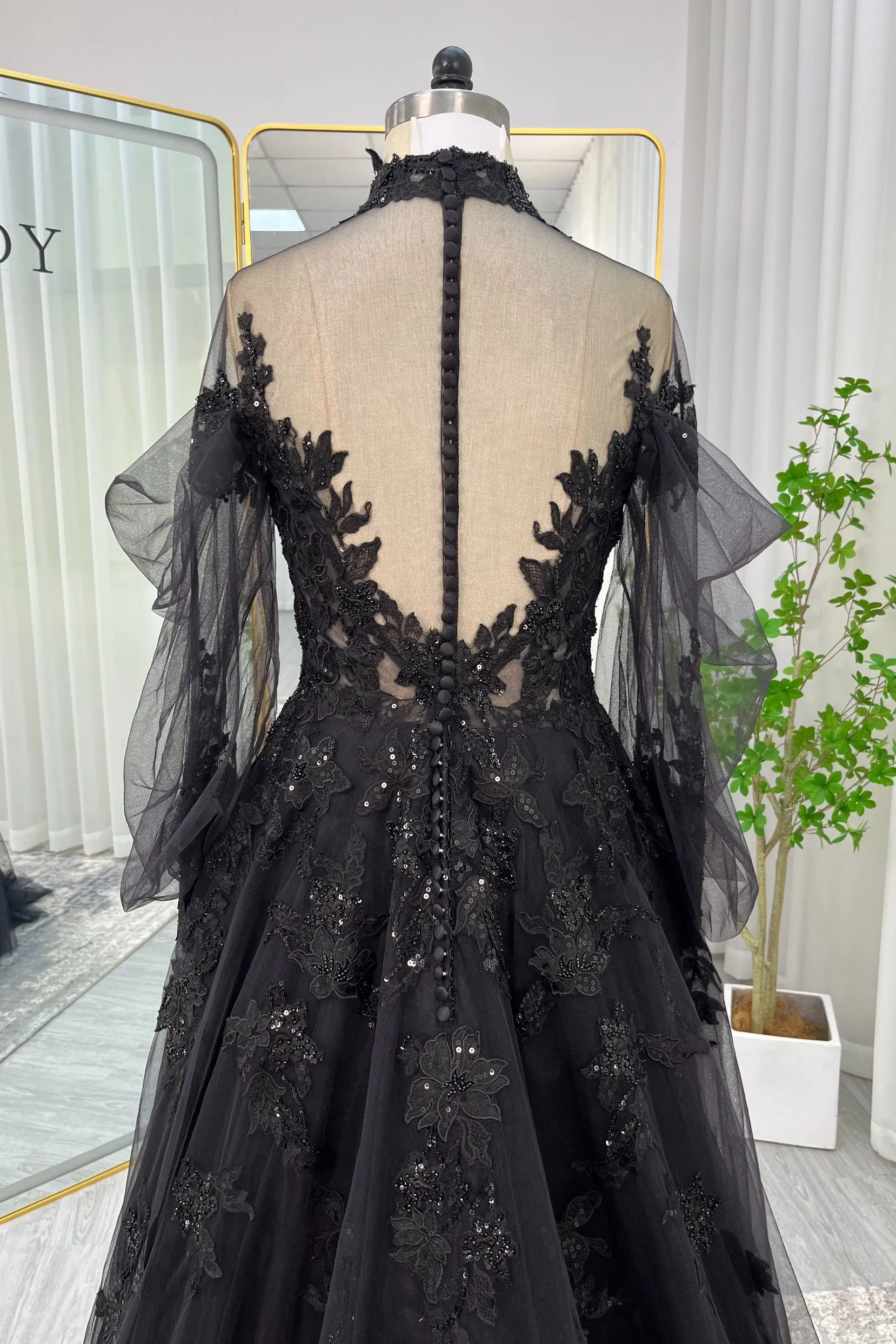 A-Line Court Train Lace Tulle Wedding Dress CW3156 sold by Cocomelody product image thumbnail 5