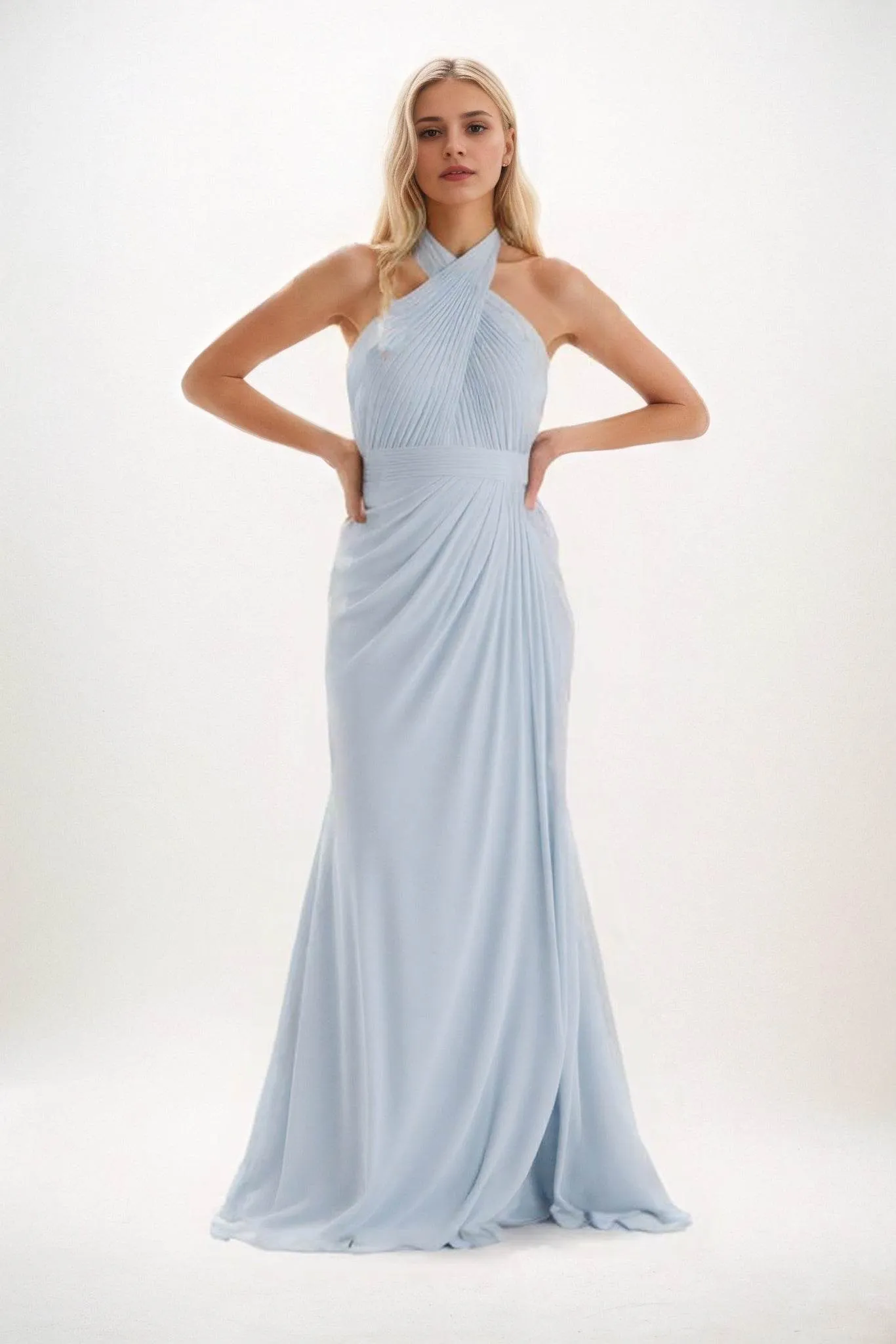 Sheath-Column Maxi Chiffon Bridesmaid Dress CB0848CR sold by Cocomelody