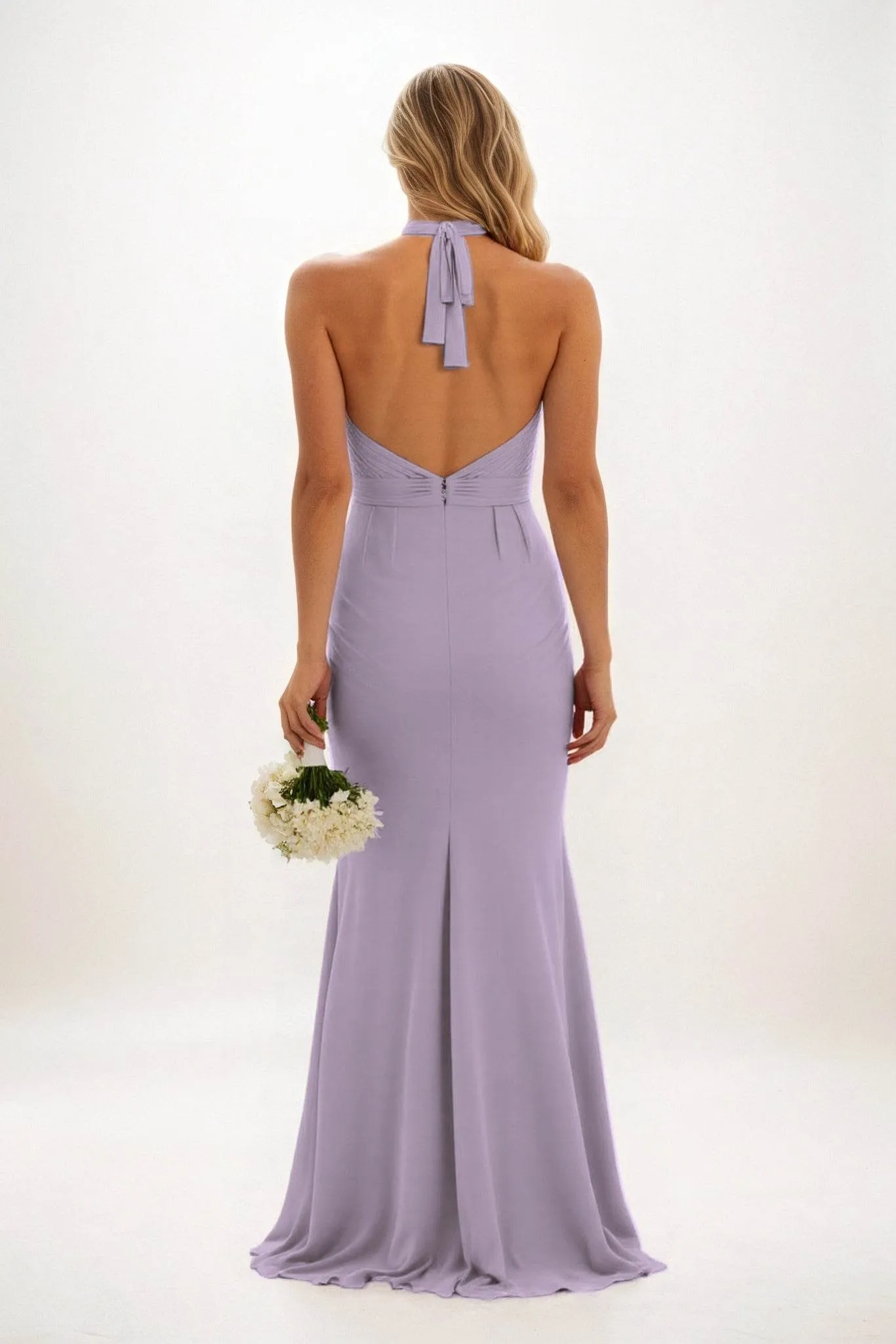 Sheath-Column Maxi Chiffon Bridesmaid Dress CB0848CR sold by Cocomelody product image thumbnail 2