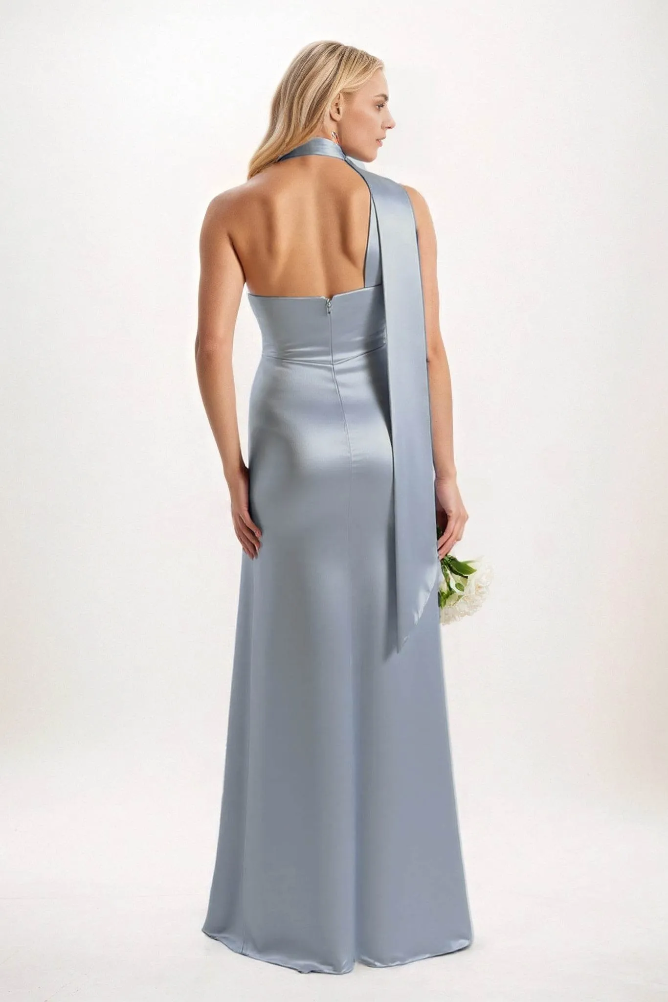 Sheath-Column Maxi Luxe Satin Dress CB0851CS sold by Cocomelody product image thumbnail 2