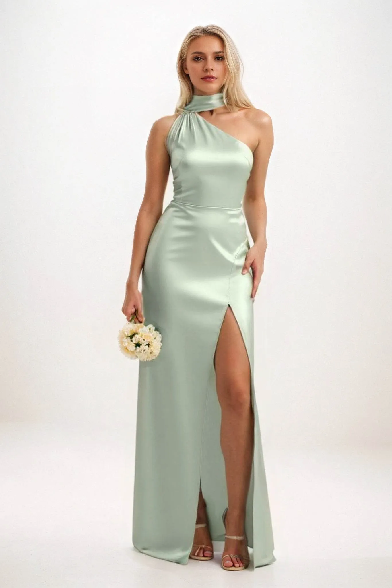 Sheath-Column Maxi Luxe Satin Dress CB0851CS sold by Cocomelody product image thumbnail 5