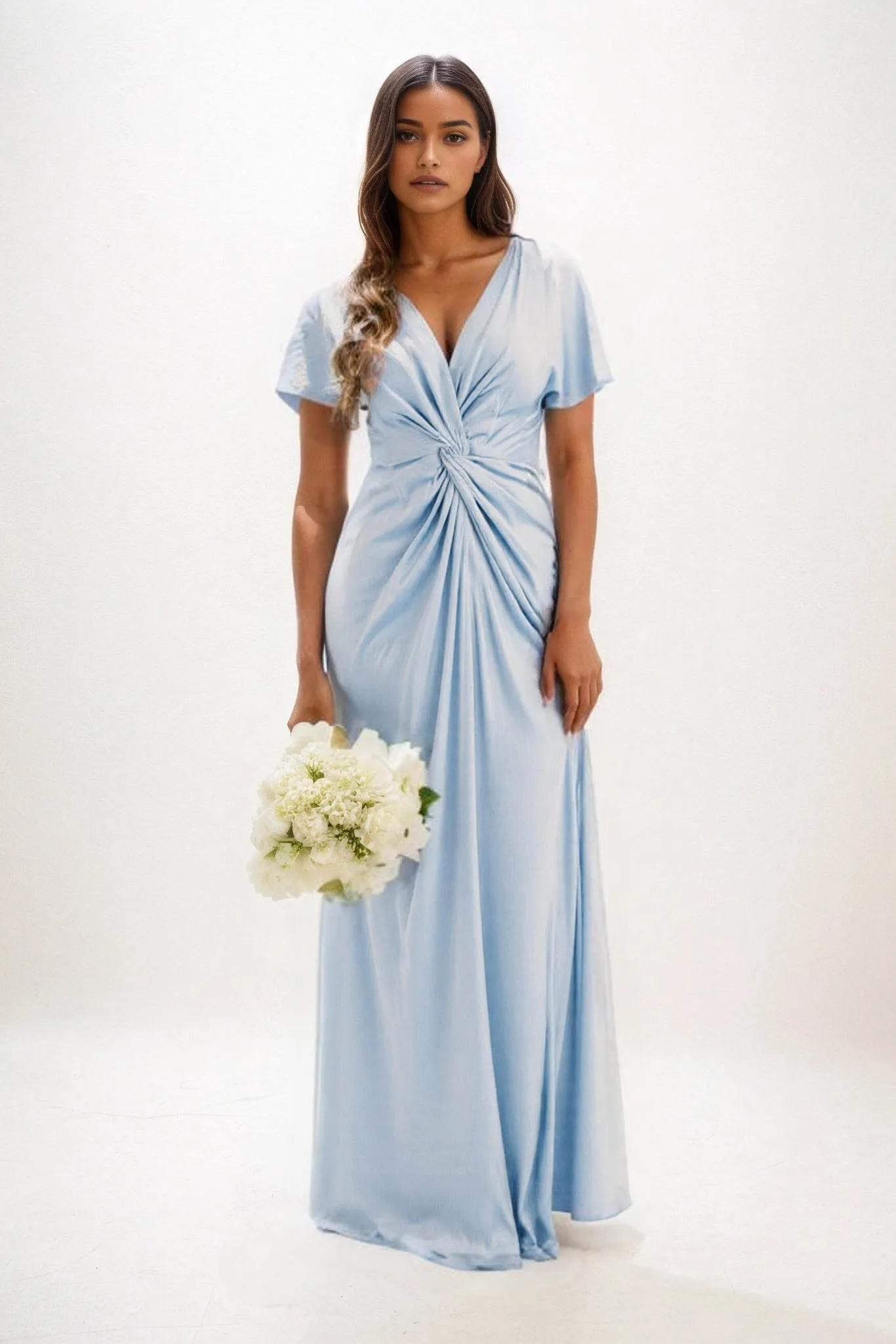 A-Line Maxi Luxe Satin Dress CB0838CS sold by Cocomelody product image thumbnail 4