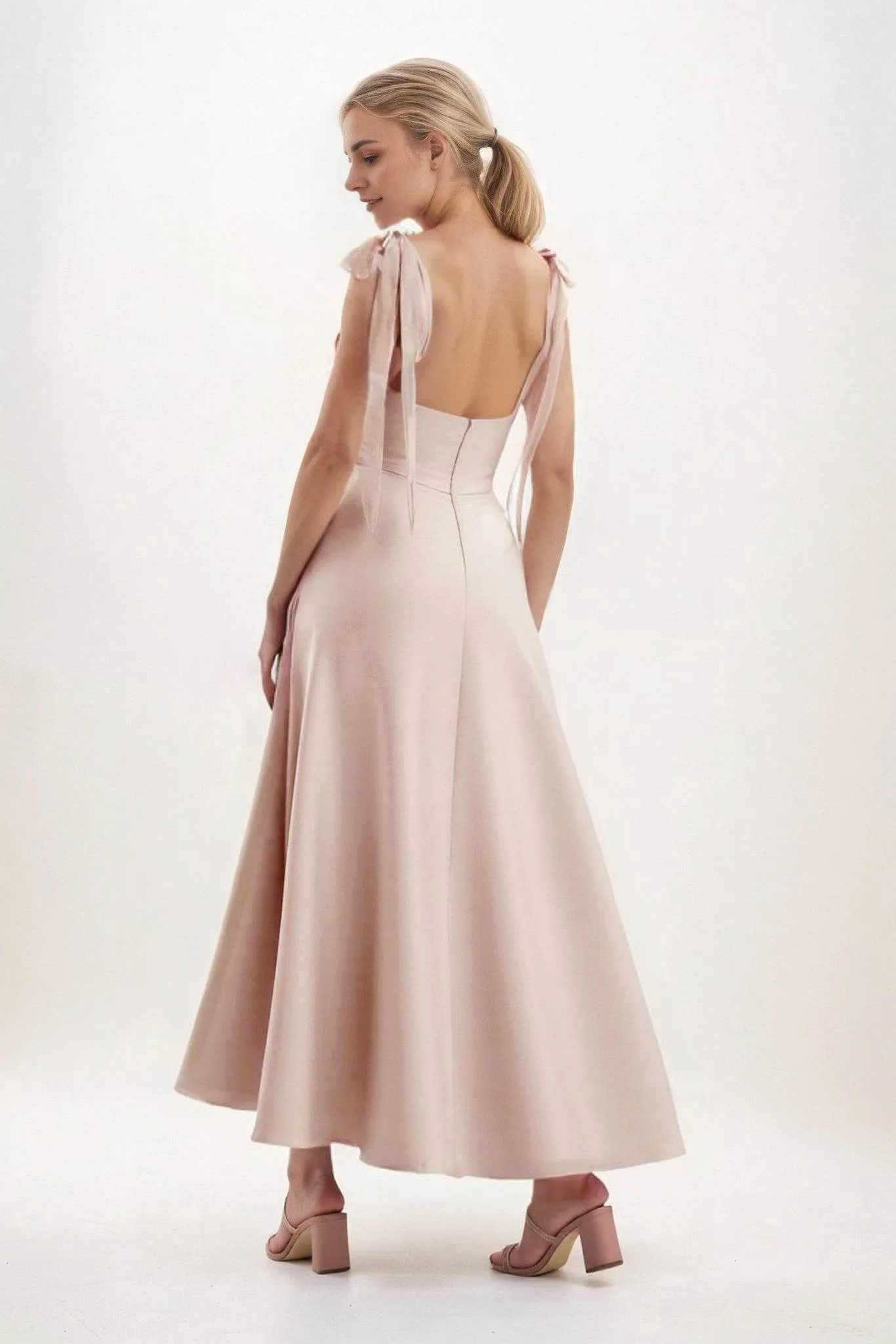 A-Line Midi Luxe Satin Dress CB0832CS sold by Cocomelody product image thumbnail 2