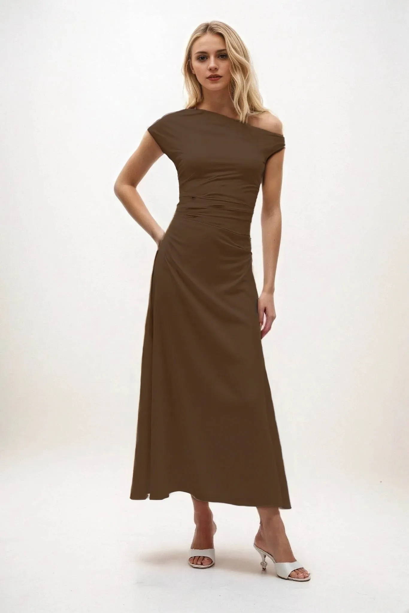 A-Line Midi Luxe Satin Dress CB0830CS sold by Cocomelody