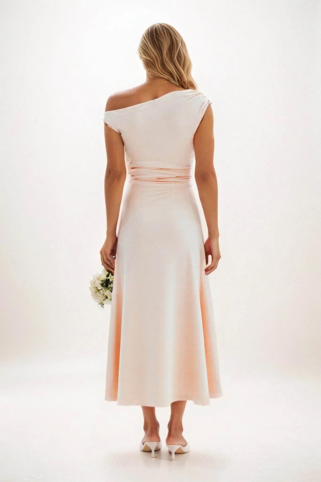 A-Line Midi Luxe Satin Dress CB0830CS sold by Cocomelody product image thumbnail 2