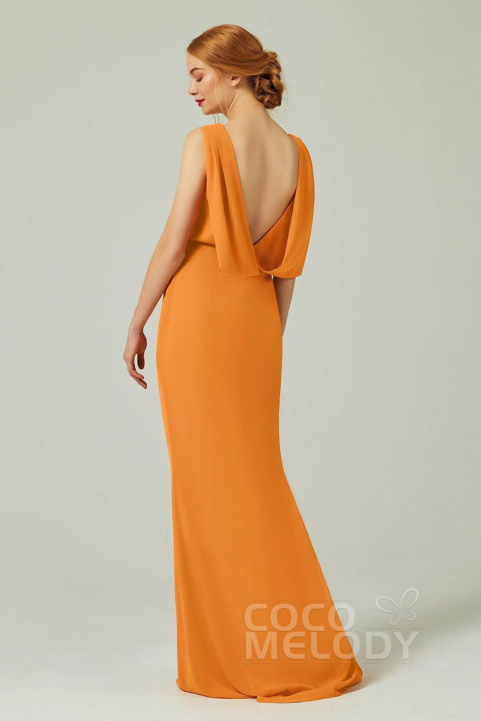 Sheath-Column Sweep-Brush Chiffon Dresses CB0310CS sold by Cocomelody product image thumbnail 2