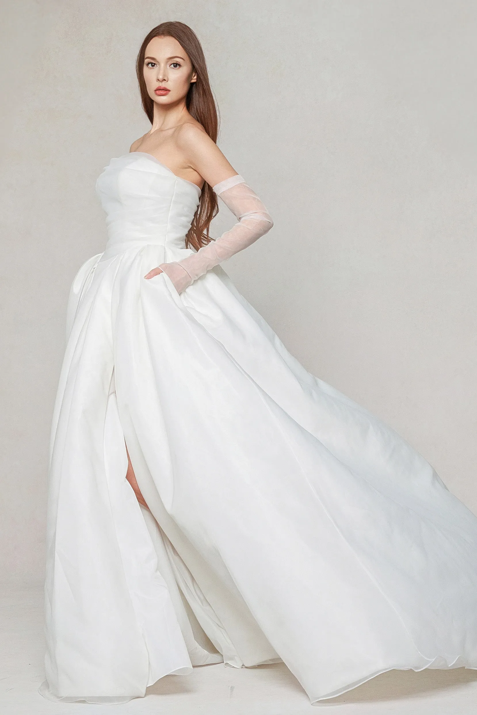 Ball Gown Chapel Train Organza Wedding Dress CW3591 sold by Cocomelody product image thumbnail 3