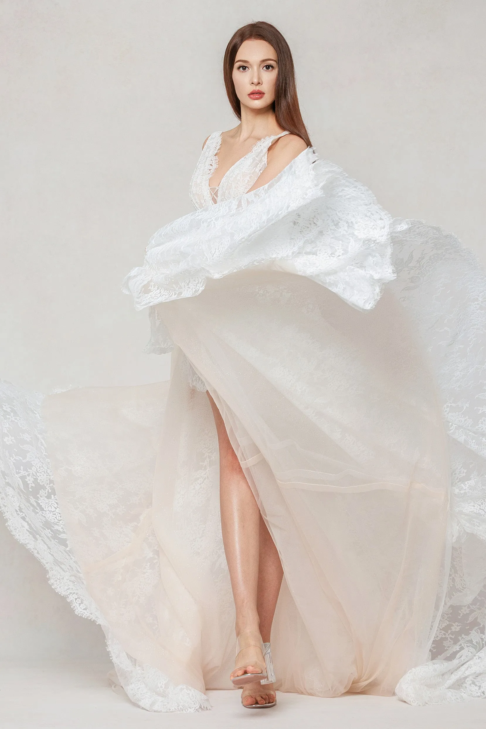 A-Line Court Train Lace Wedding Dress CW3597 sold by Cocomelody product image thumbnail 4