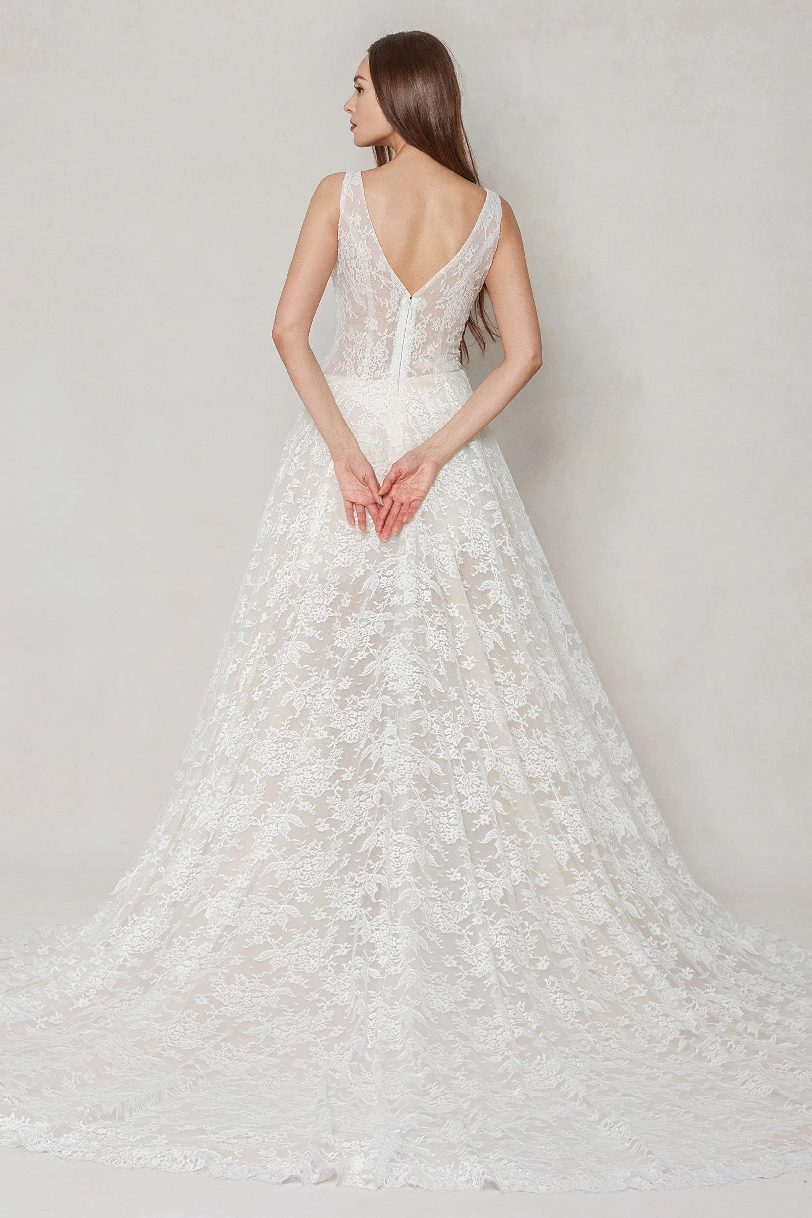 A-Line Court Train Lace Wedding Dress CW3597 sold by Cocomelody product image thumbnail 2