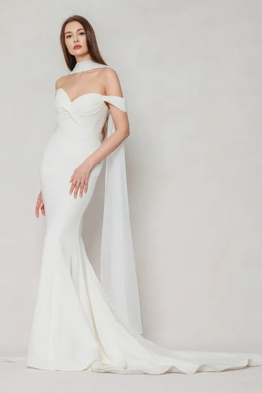 Trumpet-Mermaid Court Train Stretch Satin Wedding Dress CW3600 sold by Cocomelody