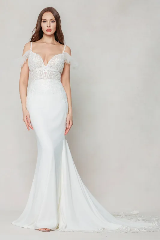 Trumpet-Mermaid Court Train Stretch Satin Wedding Dress CW3617 made by Cocomelody