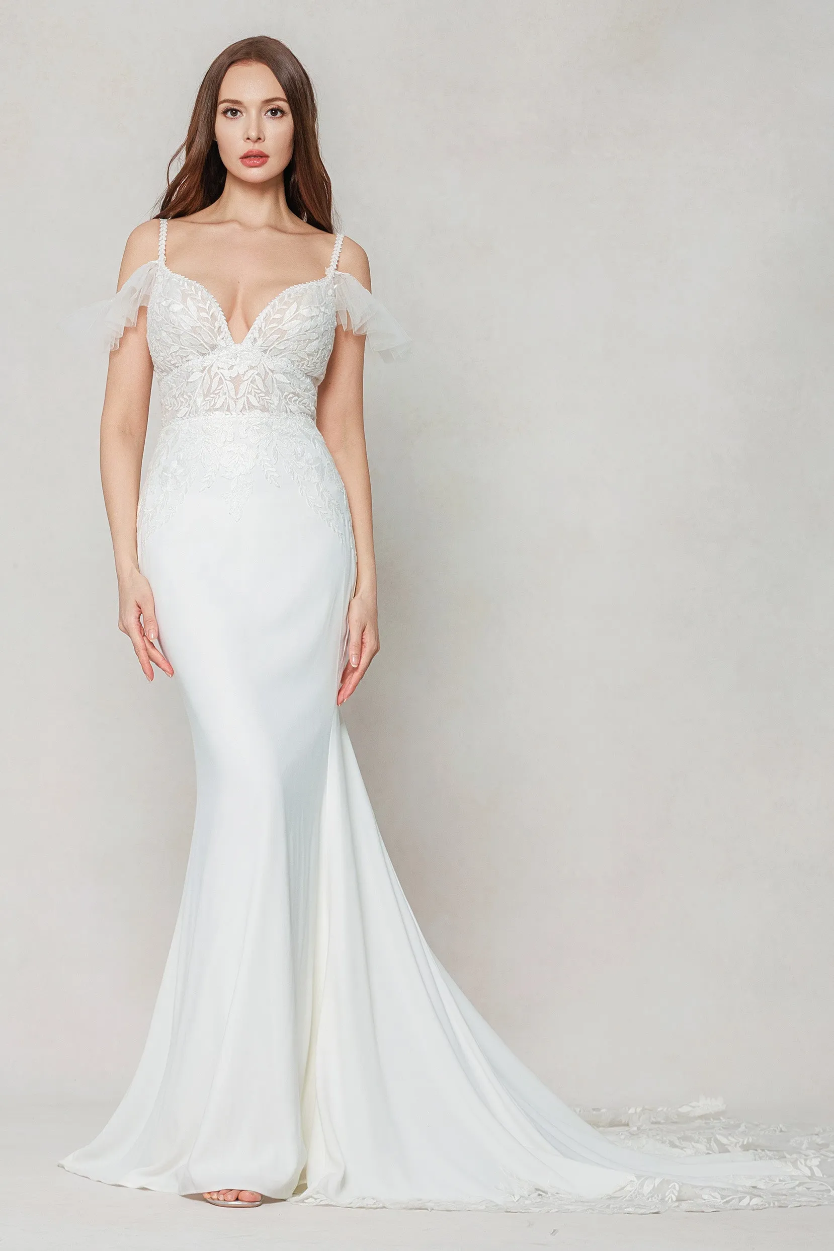 Trumpet-Mermaid Court Train Stretch Satin Wedding Dress CW3617 sold by Cocomelody