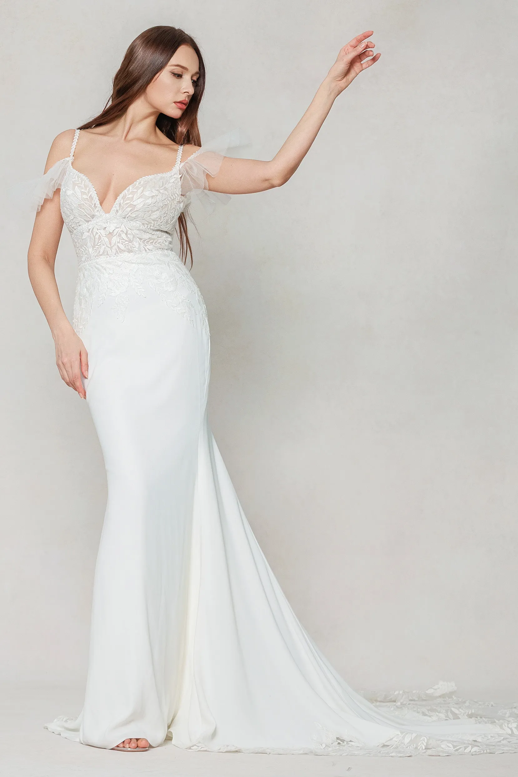 Trumpet-Mermaid Court Train Stretch Satin Wedding Dress CW3617 sold by Cocomelody product image thumbnail 3