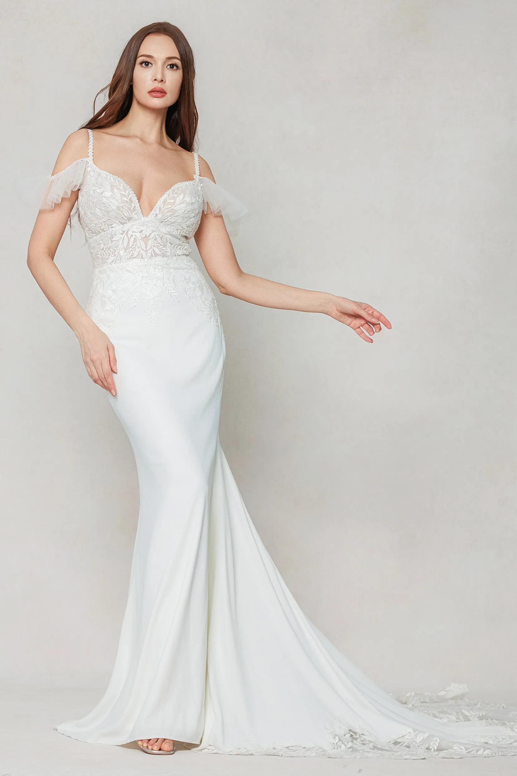 Trumpet-Mermaid Court Train Stretch Satin Wedding Dress CW3617 sold by Cocomelody product image thumbnail 4