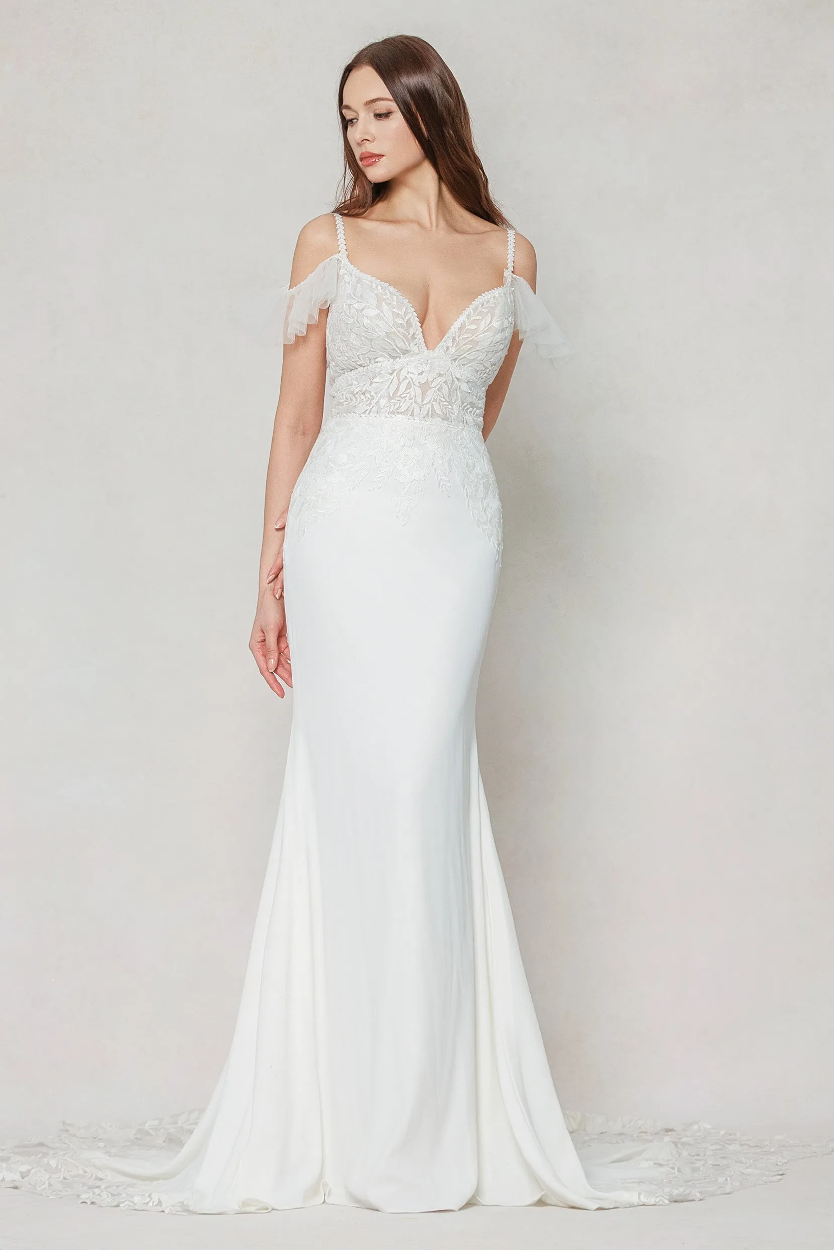 Trumpet-Mermaid Court Train Stretch Satin Wedding Dress CW3617 sold by Cocomelody product image thumbnail 5