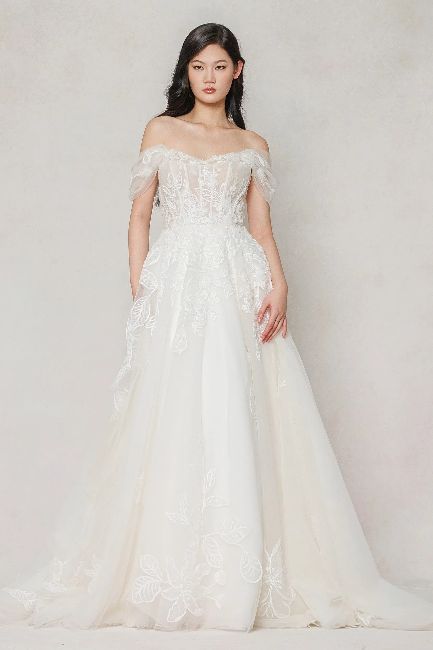 A-Line Court Train Tulle Wedding Dress CW3614 sold by Cocomelody product image thumbnail 3