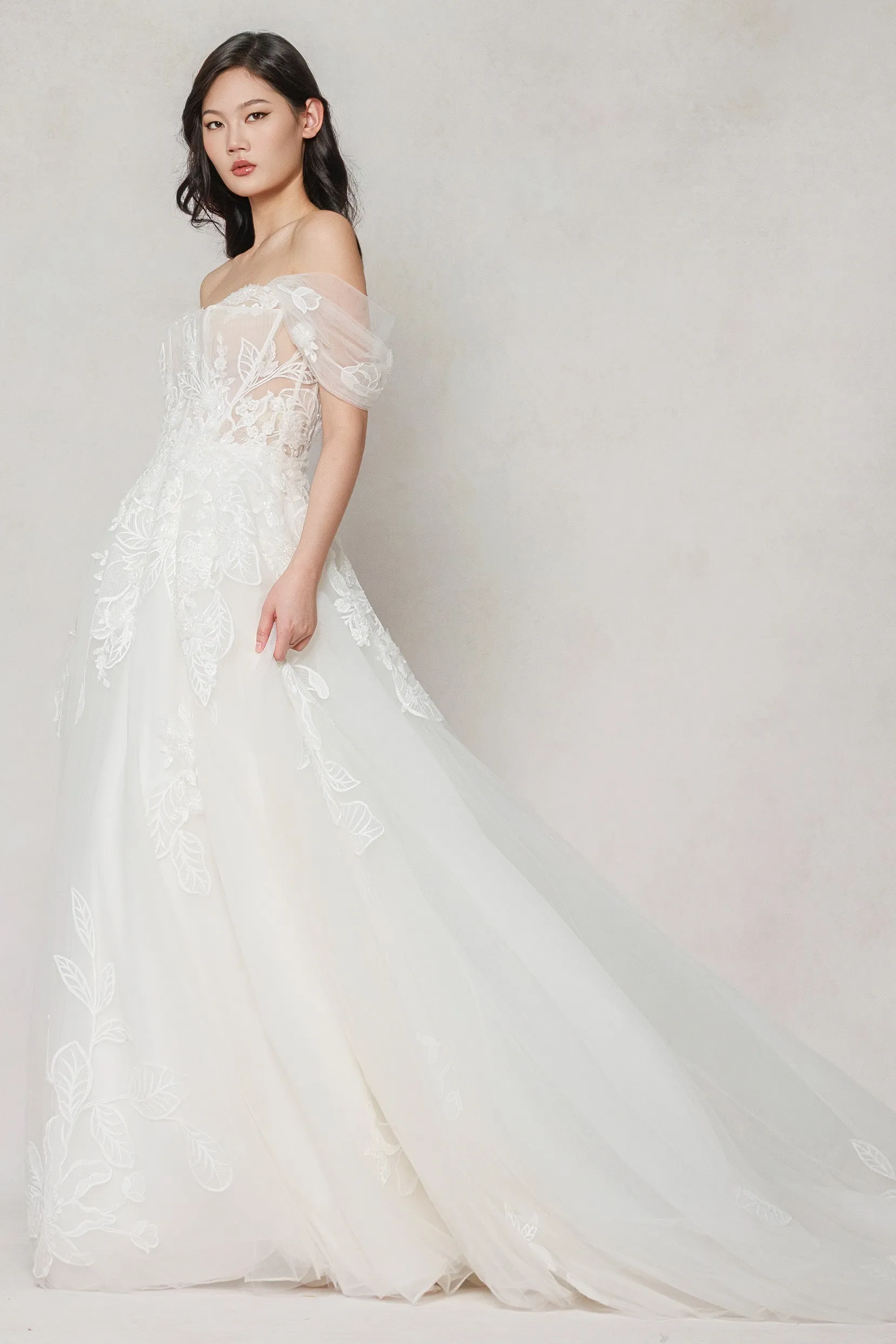 A-Line Court Train Tulle Wedding Dress CW3614 sold by Cocomelody product image thumbnail 4