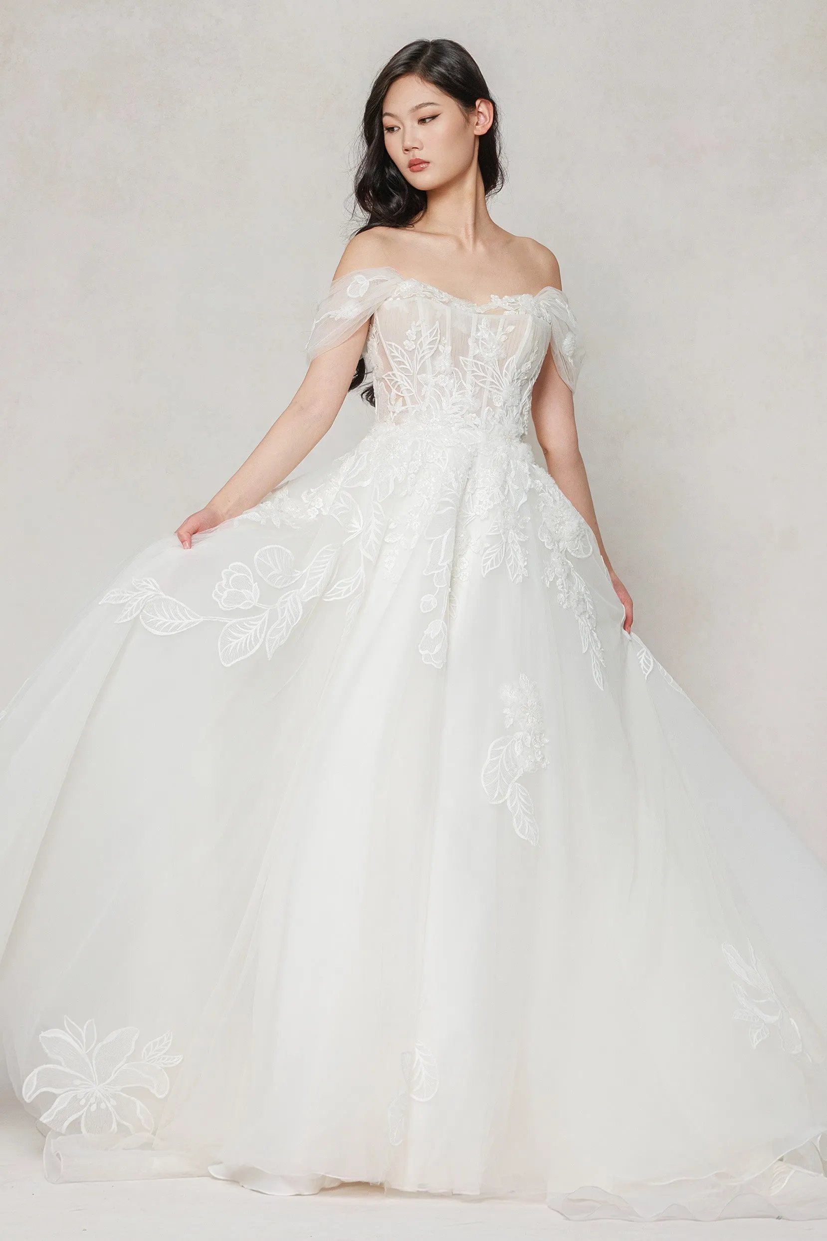 A-Line Court Train Tulle Wedding Dress CW3614 sold by Cocomelody