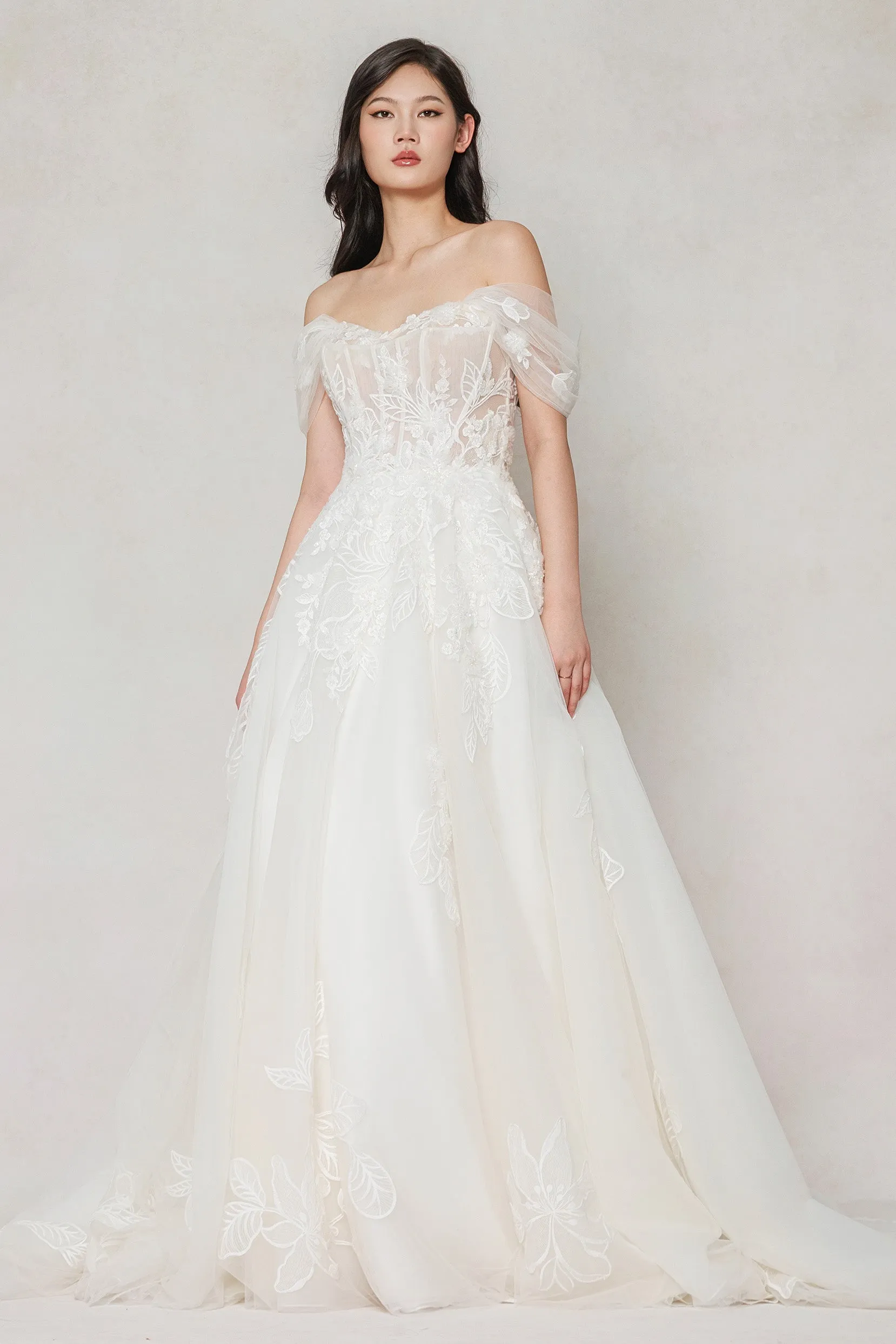 A-Line Court Train Tulle Wedding Dress CW3614 sold by Cocomelody product image thumbnail 5