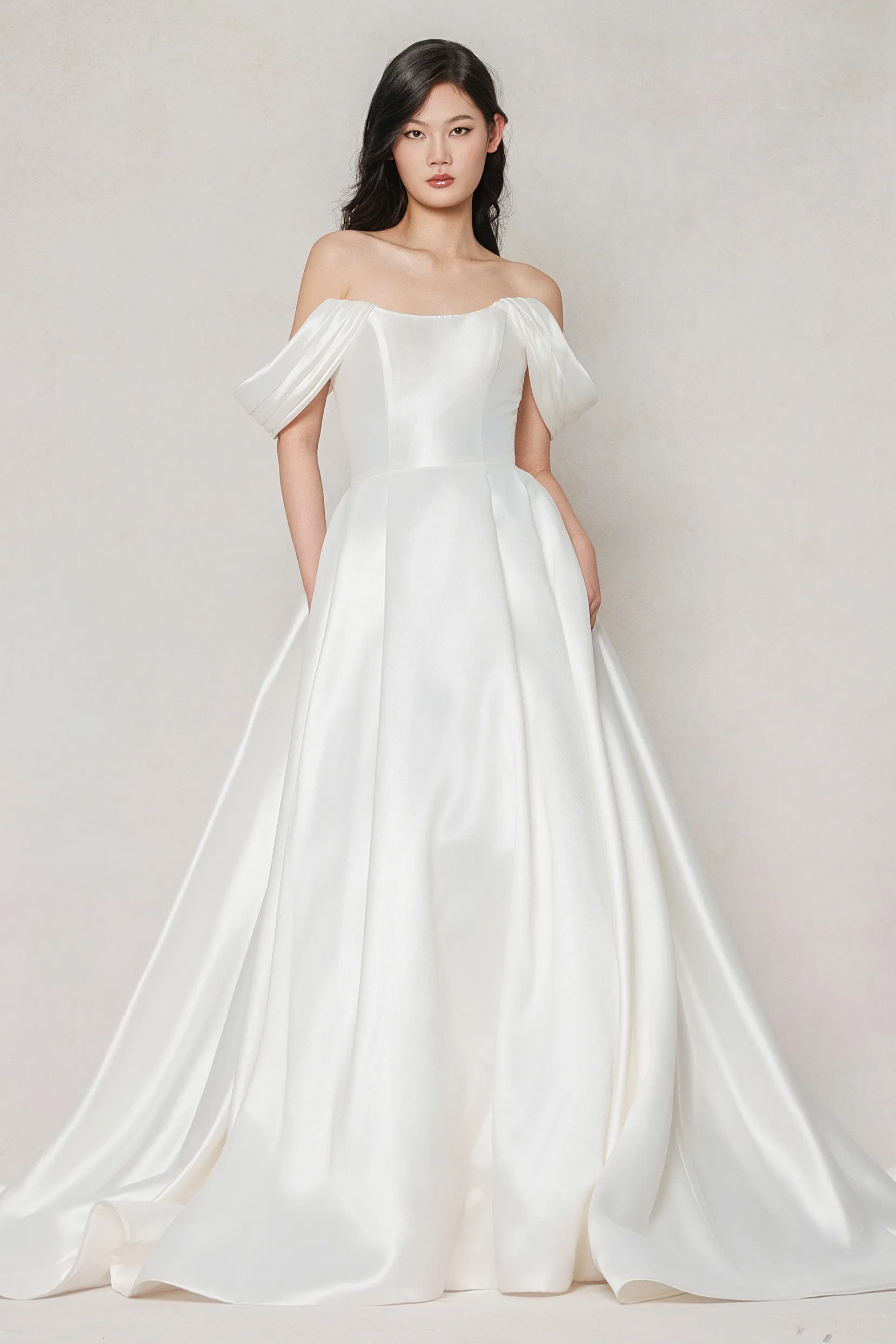 A-Line Court Train Satin Wedding Dress CW3612 sold by Cocomelody product image thumbnail 3