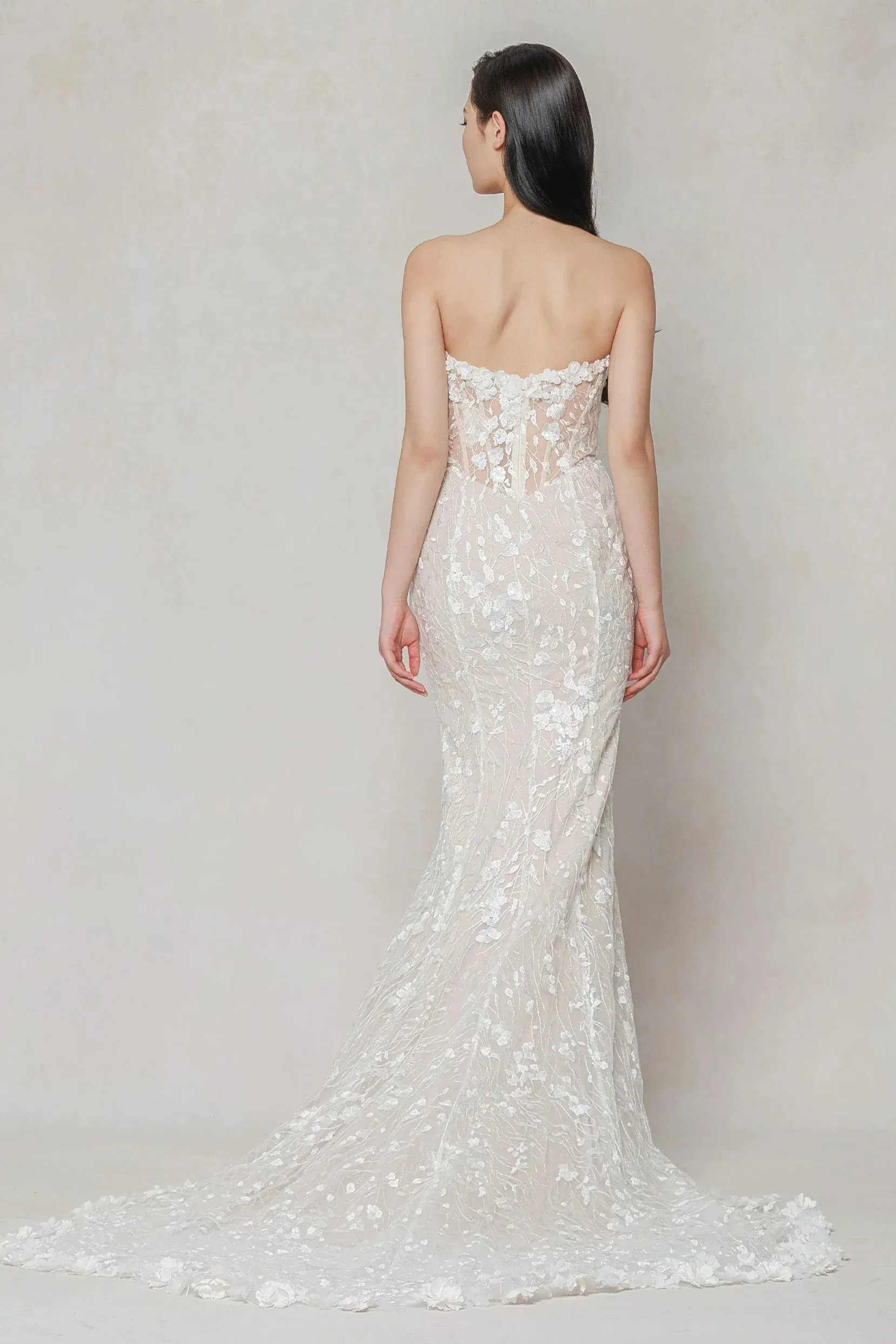 Trumpet-Mermaid Court Train Lace Wedding Dress CW3643 sold by Cocomelody product image thumbnail 2