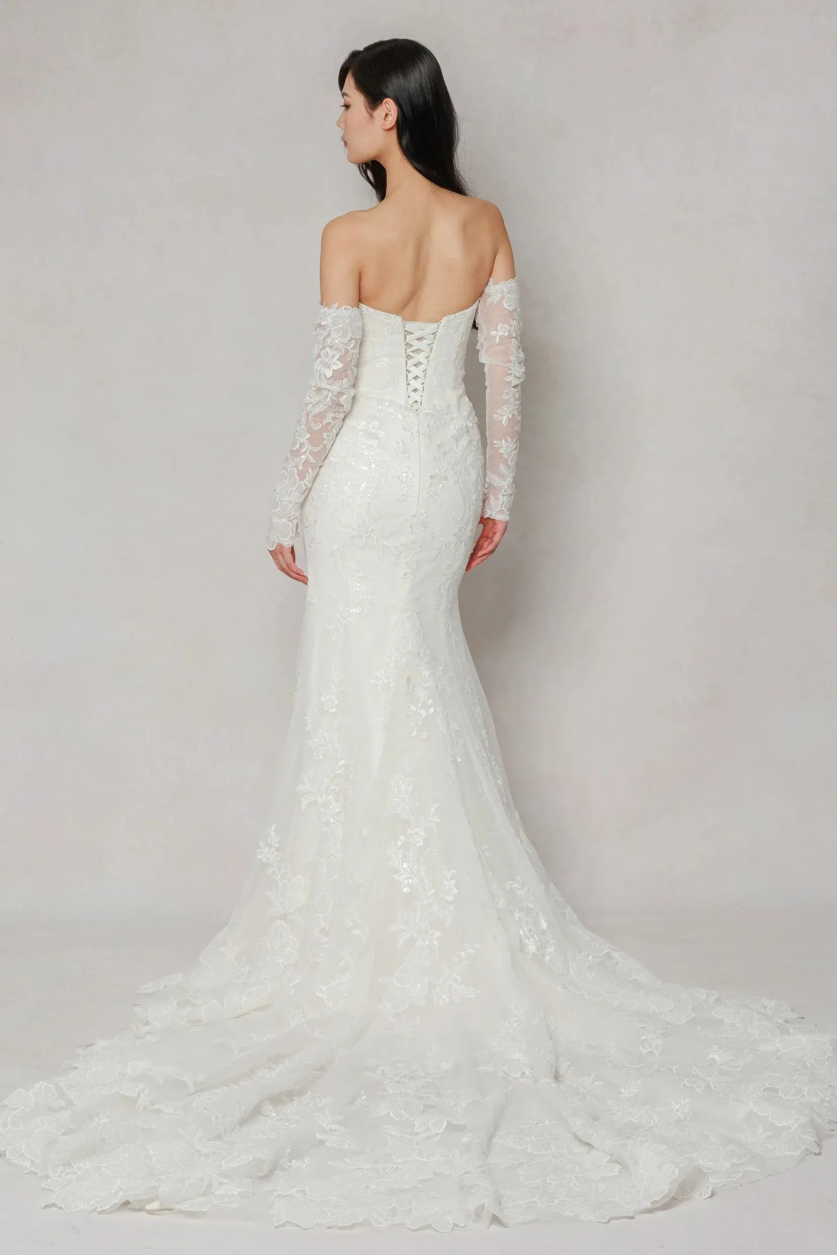 Trumpet-Mermaid Chapel Train Tulle Wedding Dress CW3641 sold by Cocomelody product image thumbnail 2