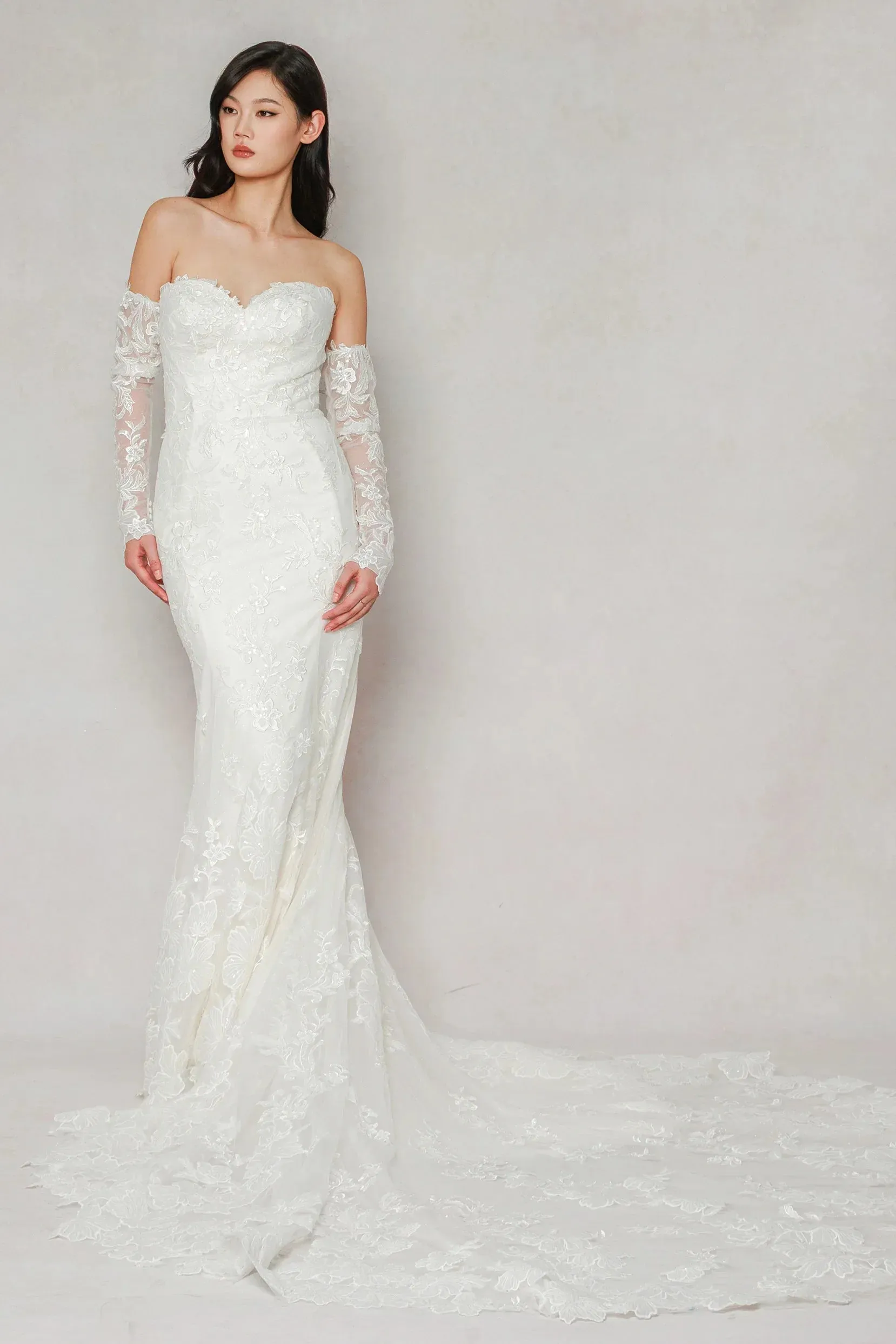 Trumpet-Mermaid Chapel Train Tulle Wedding Dress CW3641 sold by Cocomelody product image thumbnail 4