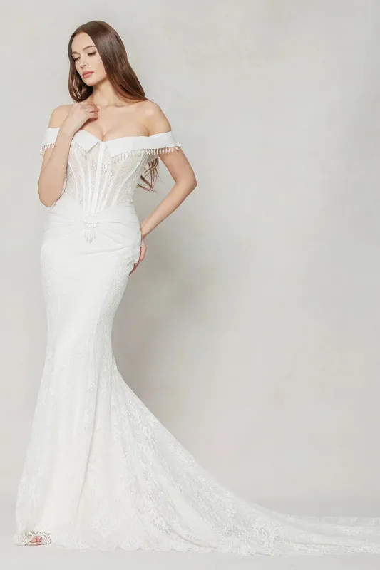 Trumpet-Mermaid Court Train Lace Wedding Dress CW3637 sold by Cocomelody