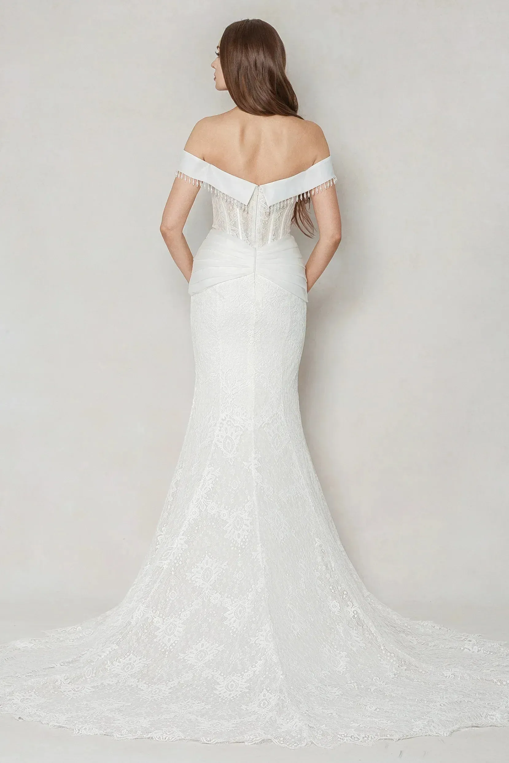 Trumpet-Mermaid Court Train Lace Wedding Dress CW3637 sold by Cocomelody product image thumbnail 2