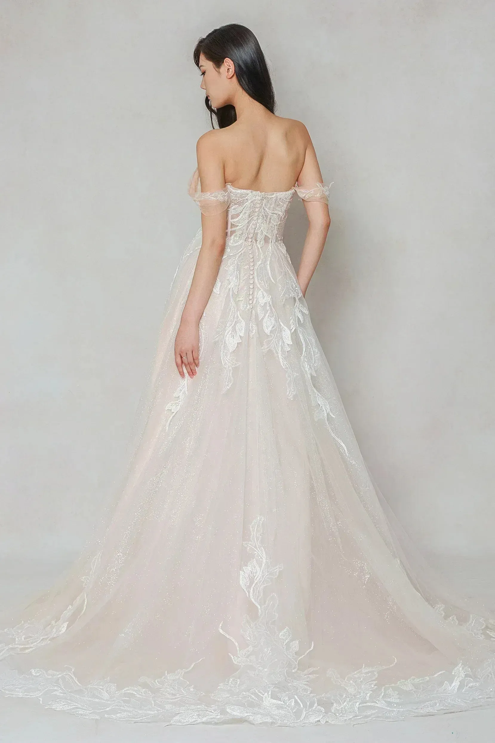 A-Line Court Train Tulle Wedding Dress CW3633 sold by Cocomelody product image thumbnail 2