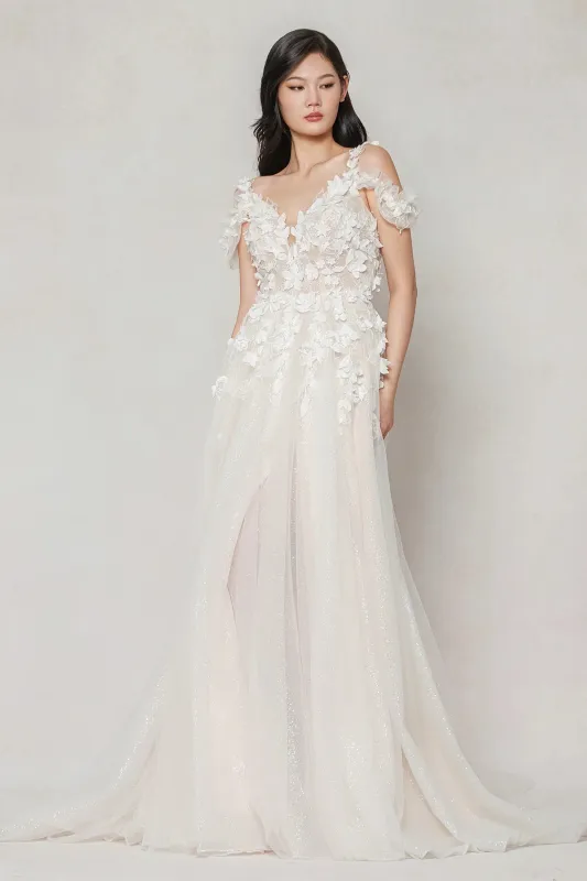 A-Line Sweep-Brush Train Tulle Wedding Dress CW3630 sold by Cocomelody