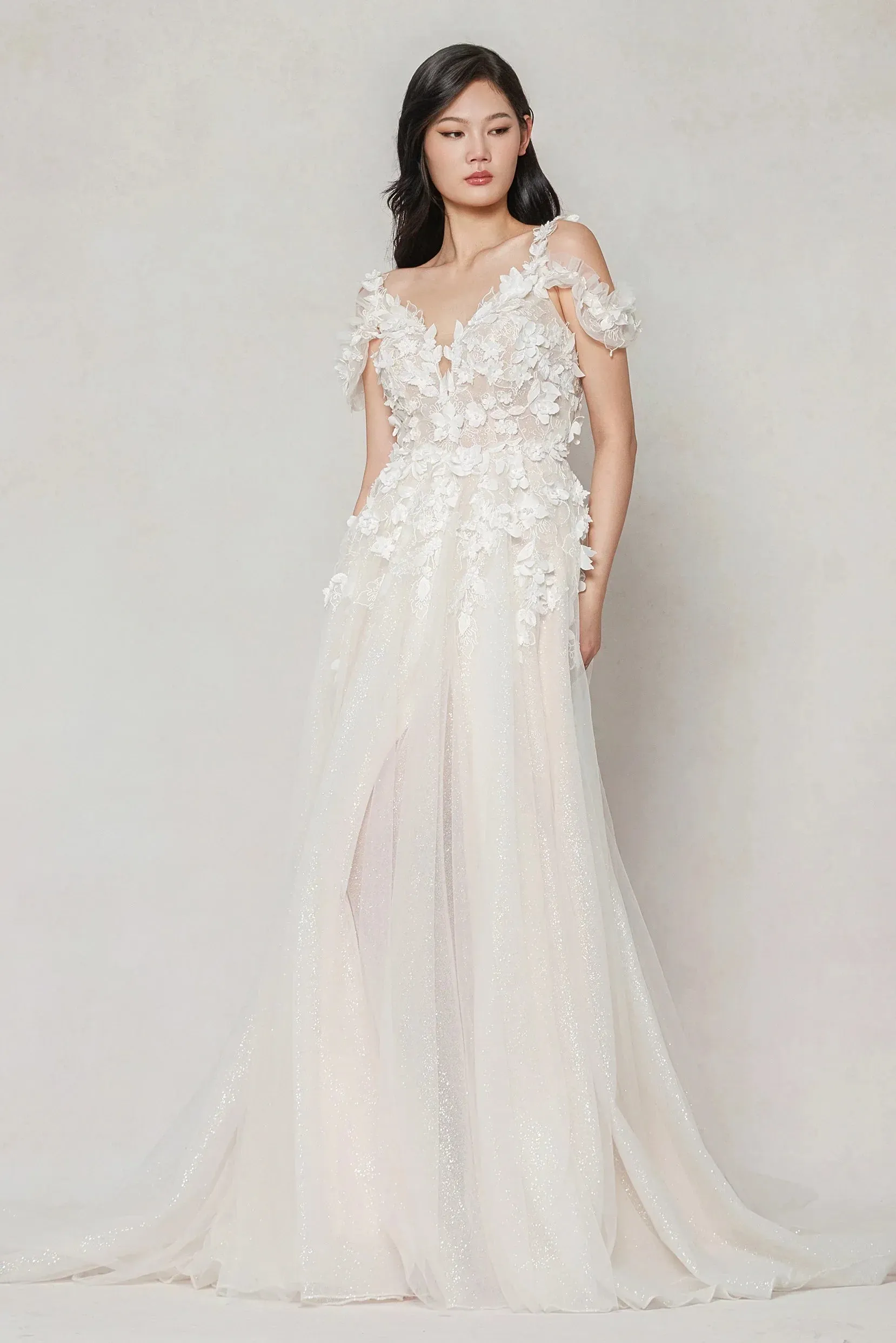 A-Line Sweep-Brush Train Tulle Wedding Dress CW3630 sold by Cocomelody