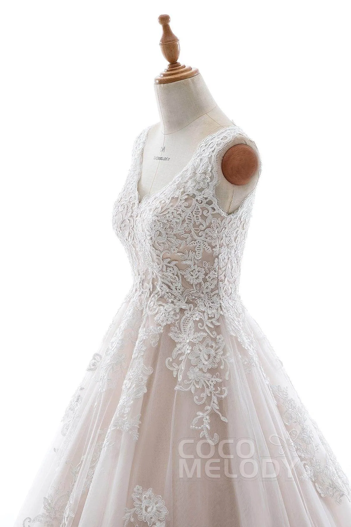 A-Line Court Train Elastic Satin Tulle Wedding Dress LD5565CR sold by Cocomelody product image thumbnail 5