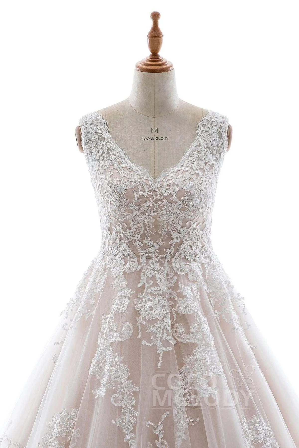 A-Line Court Train Elastic Satin Tulle Wedding Dress LD5565CR sold by Cocomelody product image thumbnail 4