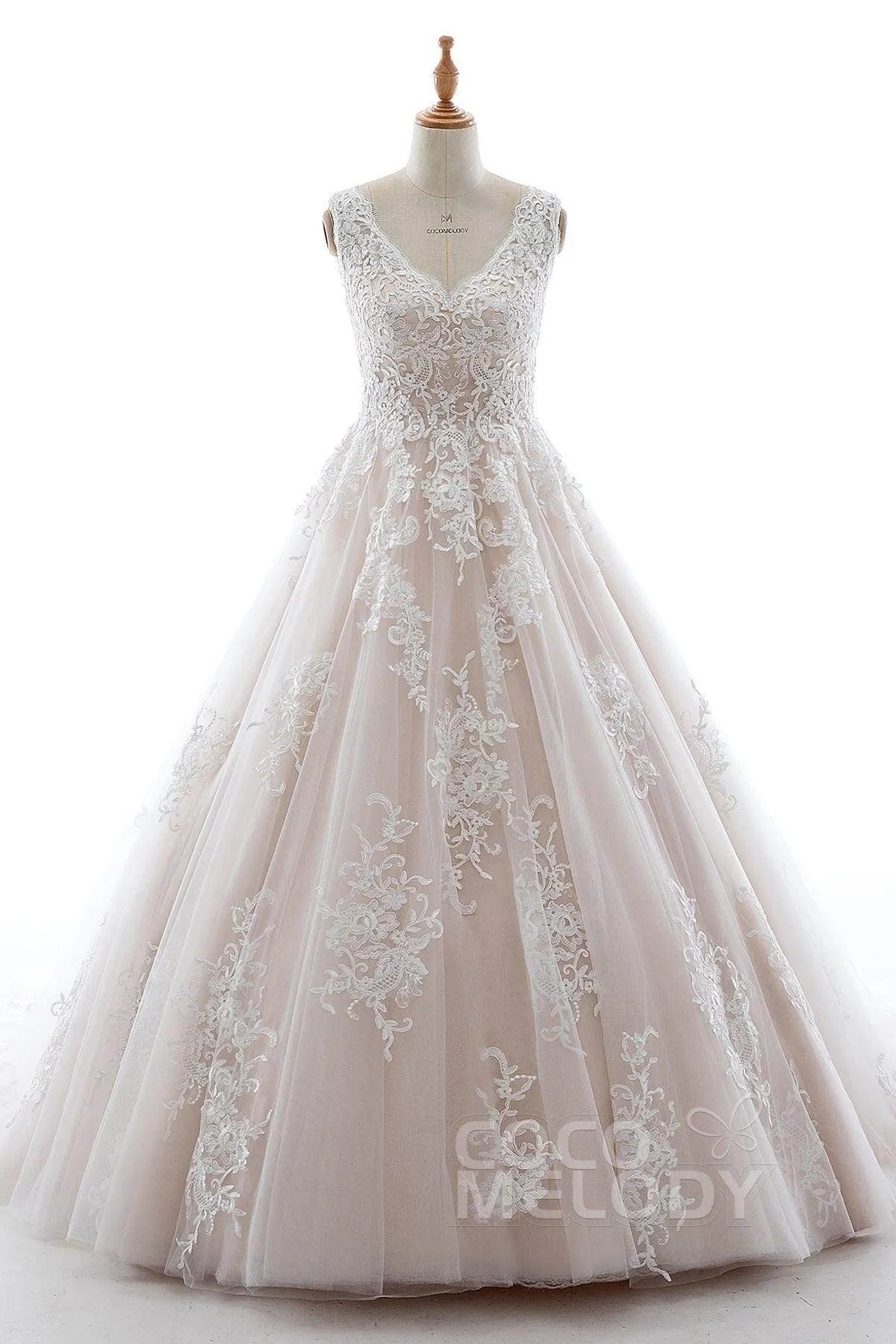 A-Line Court Train Elastic Satin Tulle Wedding Dress LD5565CR sold by Cocomelody