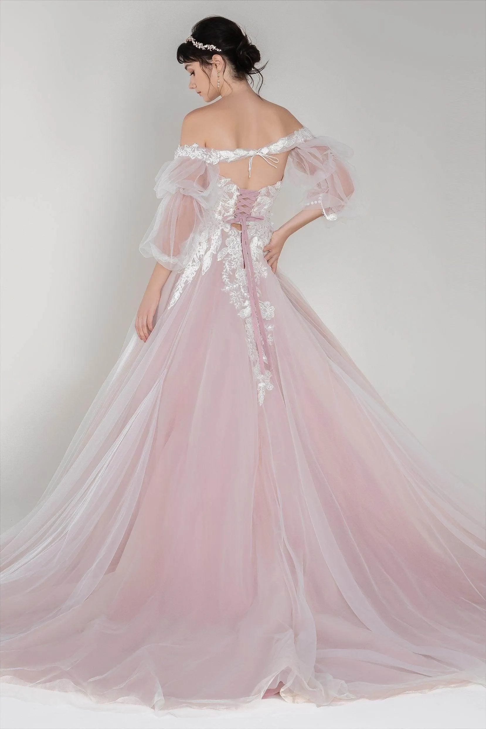 A-Line Chapel Train Tulle Wedding Dress CW2498CR sold by Cocomelody product image thumbnail 2