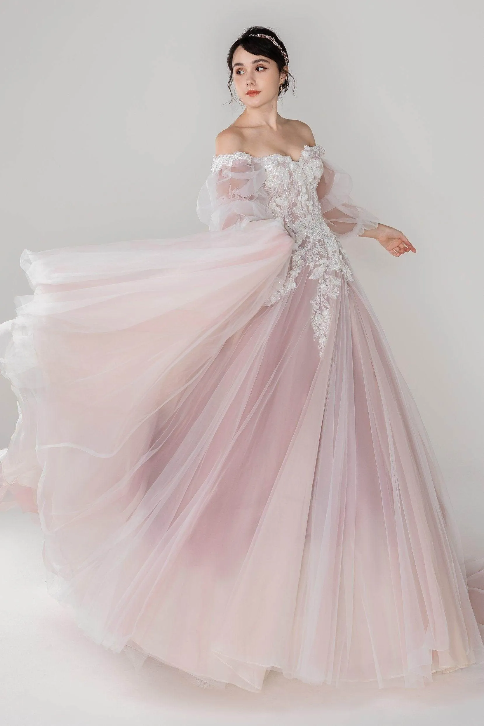 A-Line Chapel Train Tulle Wedding Dress CW2498CR sold by Cocomelody product image thumbnail 4