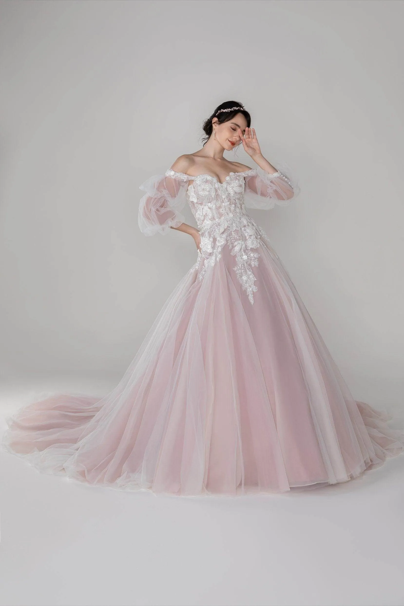 A-Line Chapel Train Tulle Wedding Dress CW2498CR sold by Cocomelody